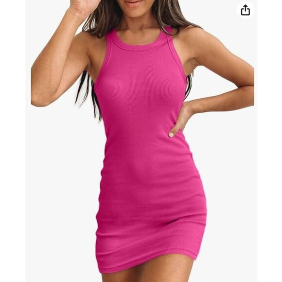 Signature8 Magenta Pink Tank Ribbed bodycon mini dress size small NWOT - Picture 1 of 7